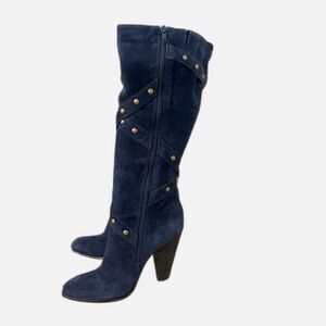 Carlos Santana Tall Knee boots Suede Women’s 8.5 Blue studded zip